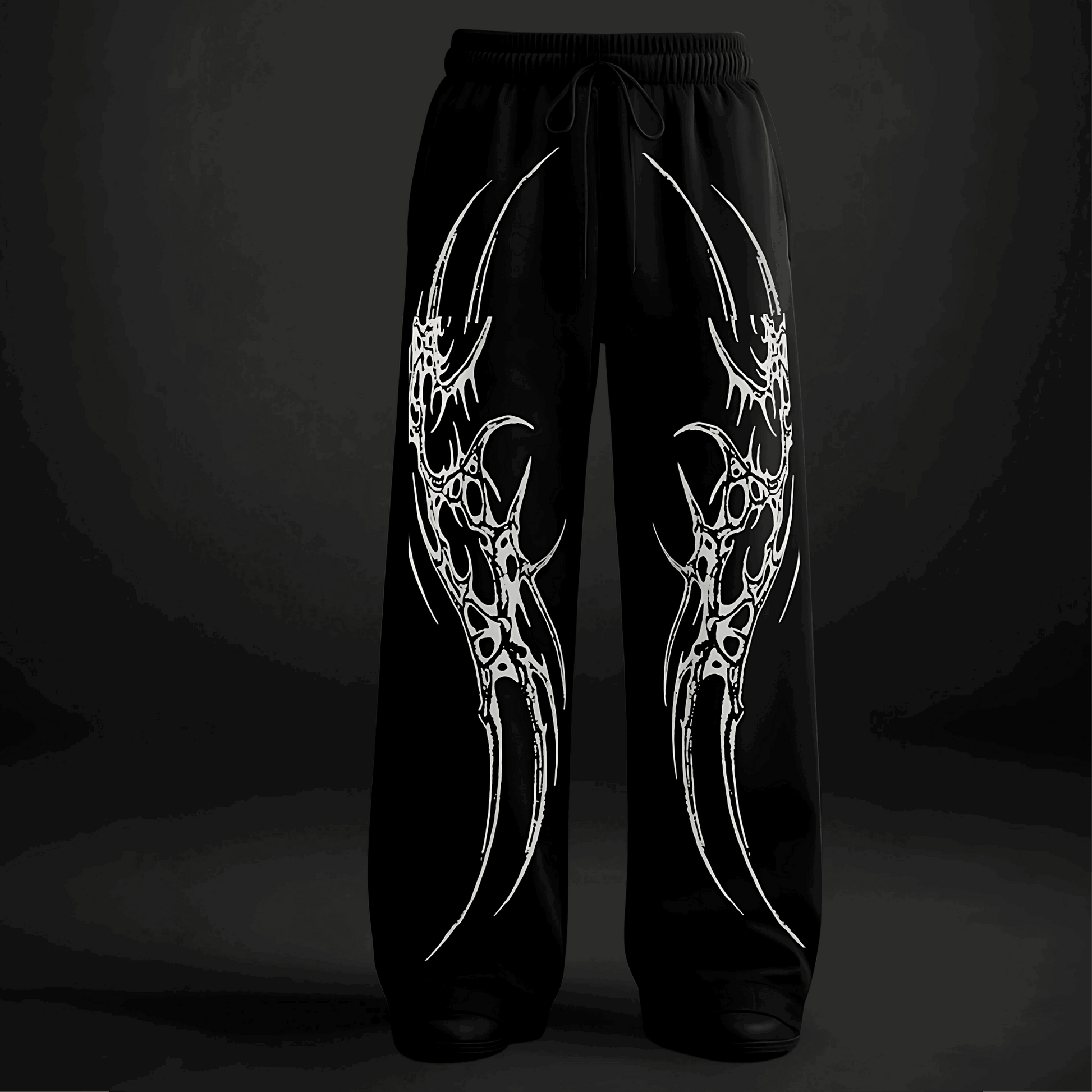 Nightstrike Tribal Pants – Black Oversized Graphic Joggers by Dolce Vio