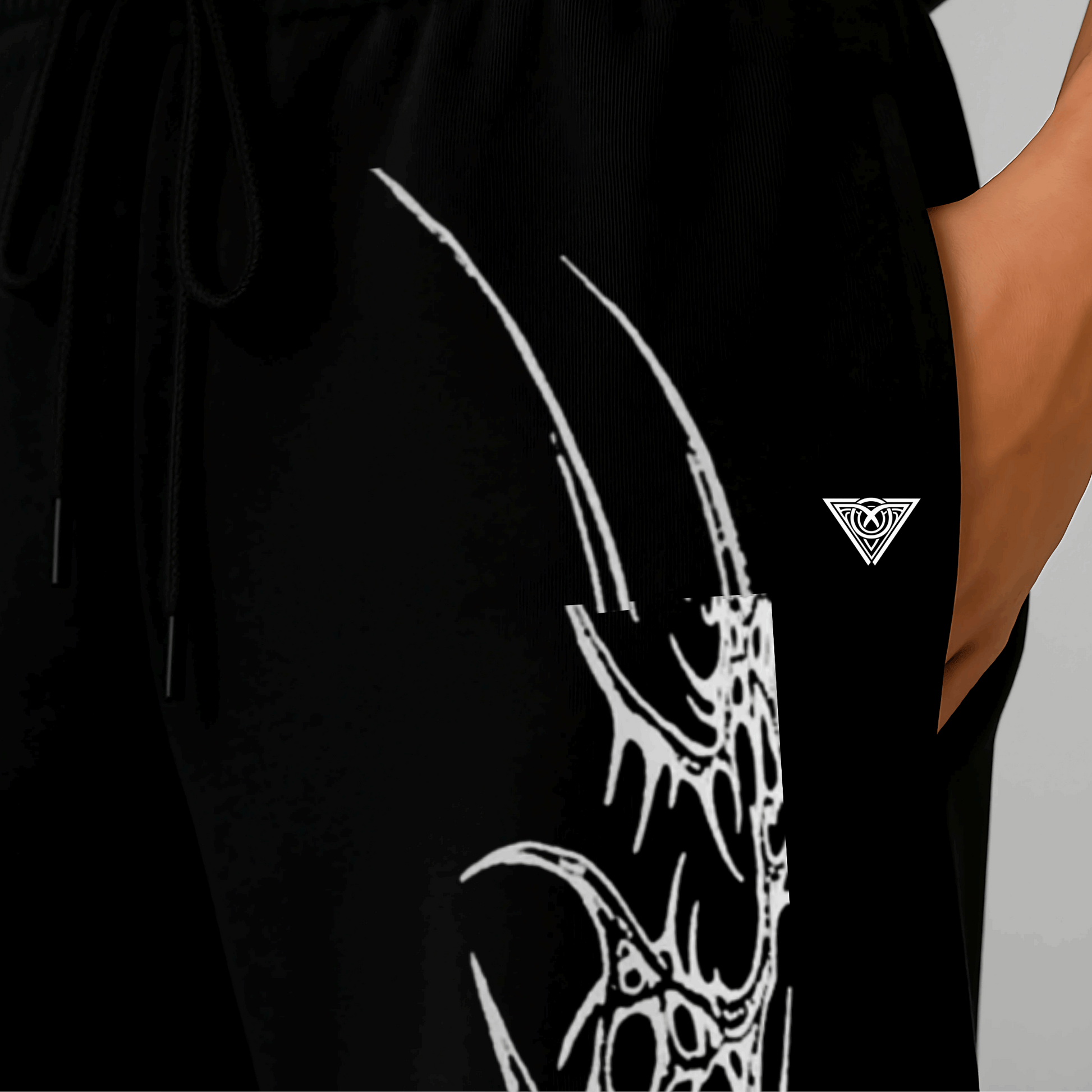 Nightstrike Tribal Pants – Black Oversized Graphic Joggers by Dolce Vio