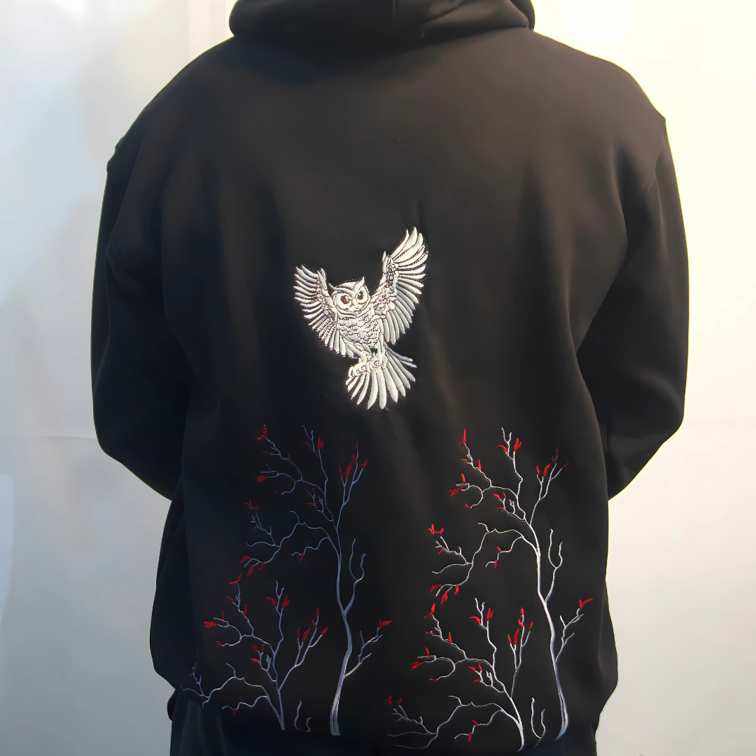 Majestic Owl Embroidery Hoodie