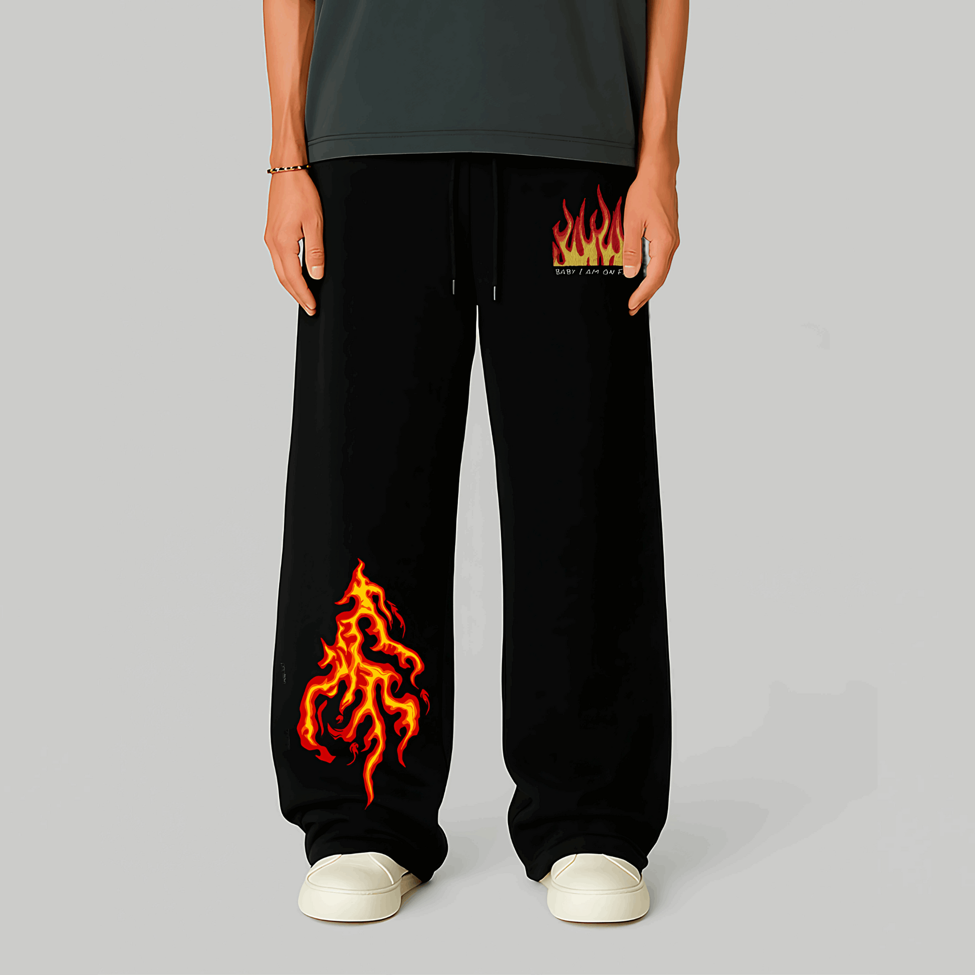 Dolce Vio "Inferno Drift" Flame Graphic Sweatpants