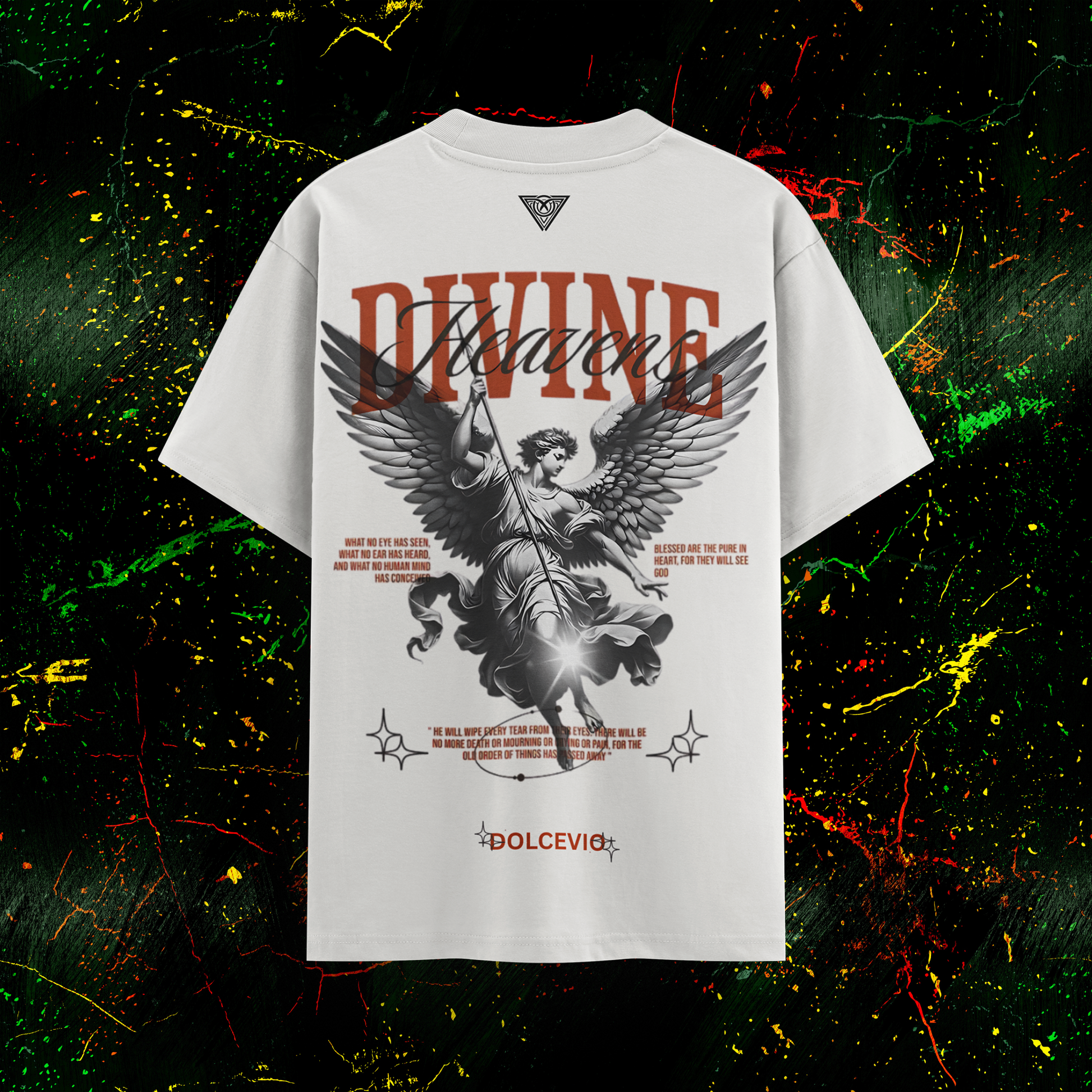 Delca Vio "Divine Wings" Graphic White T-Shirt
