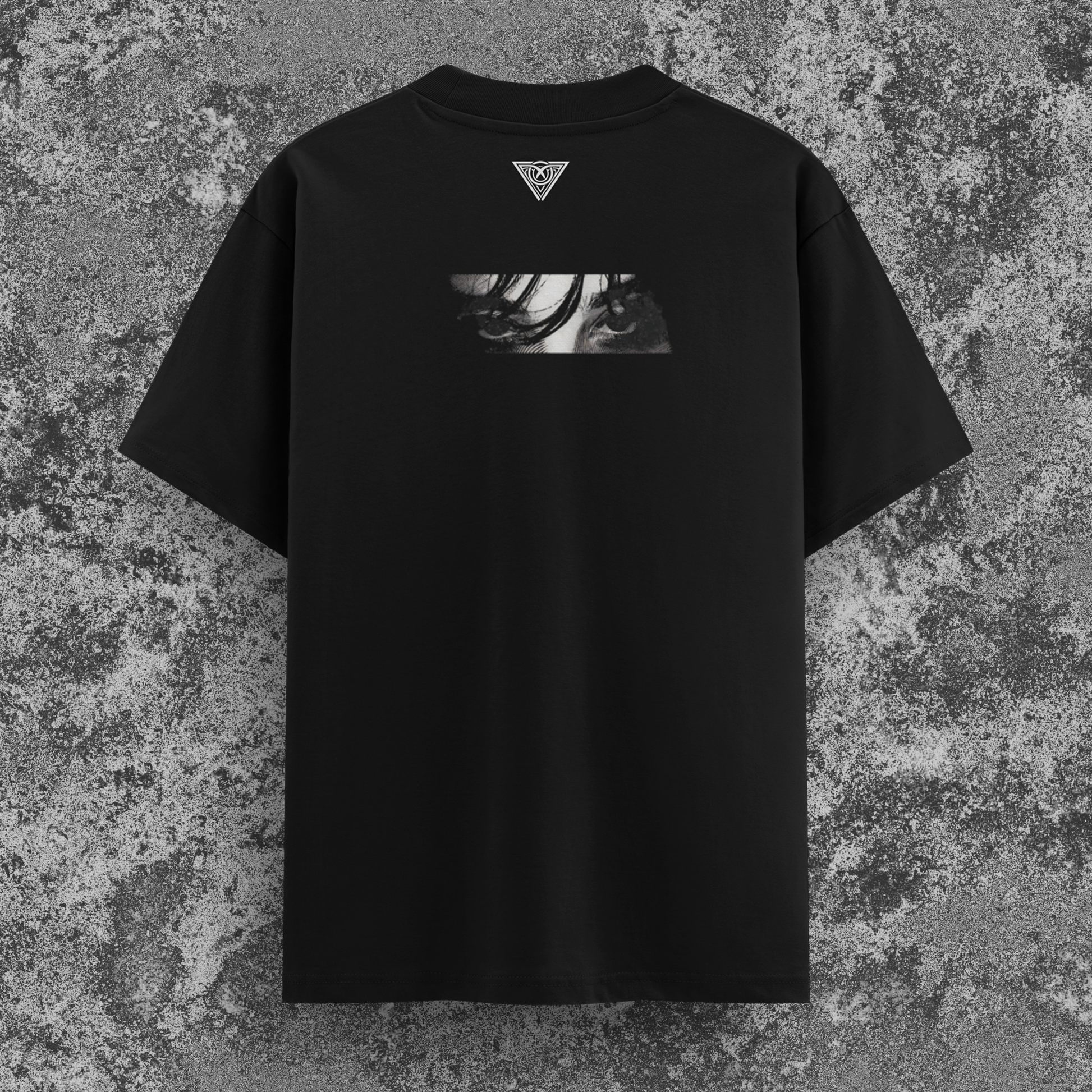 Delca Vio "Intense Gaze" Black Graphic T-Shirt