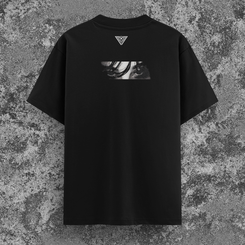 Delca Vio "Intense Gaze" Black Graphic T-Shirt