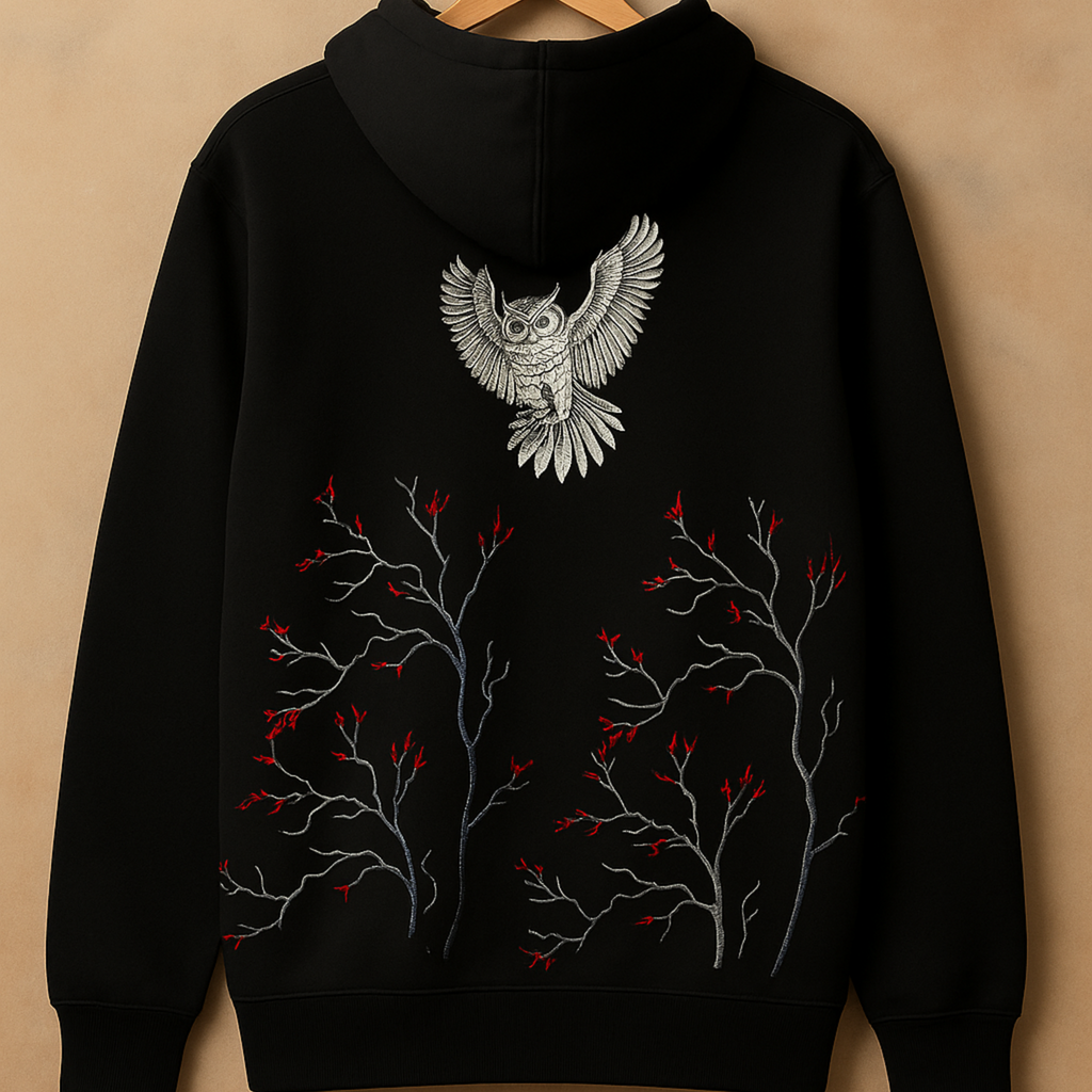 Majestic Owl Embroidery Hoodie