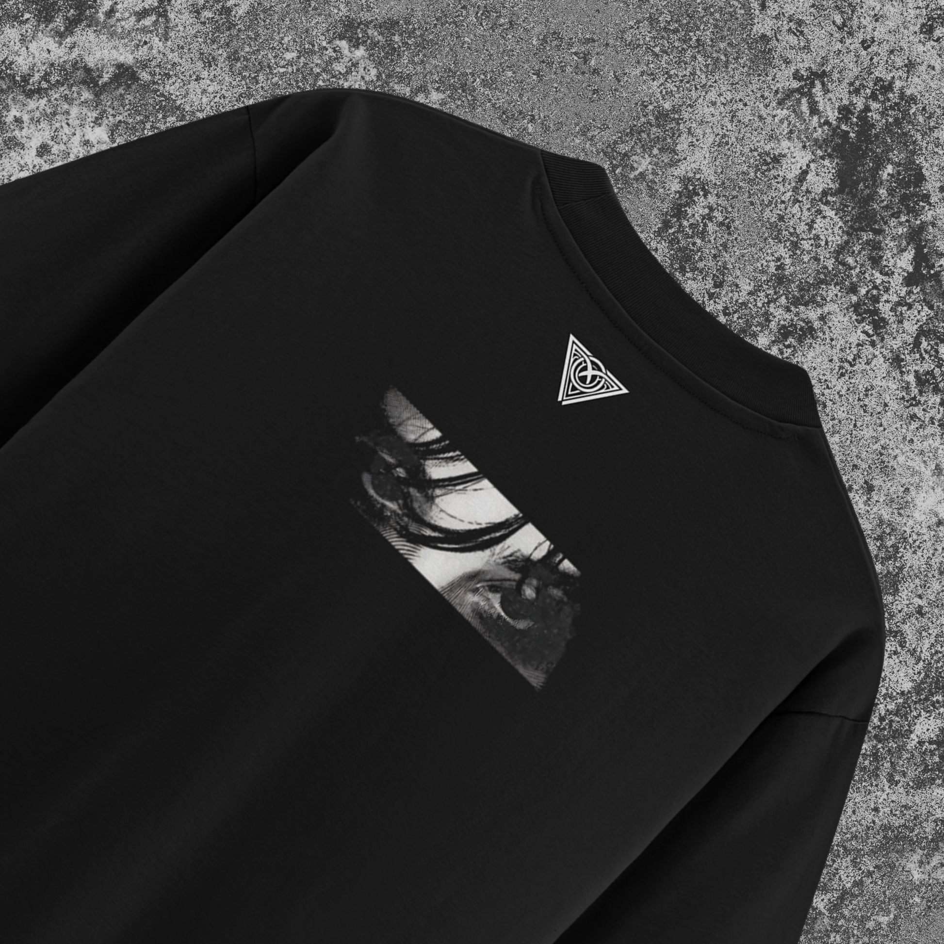 Delca Vio "Intense Gaze" Black Graphic T-Shirt