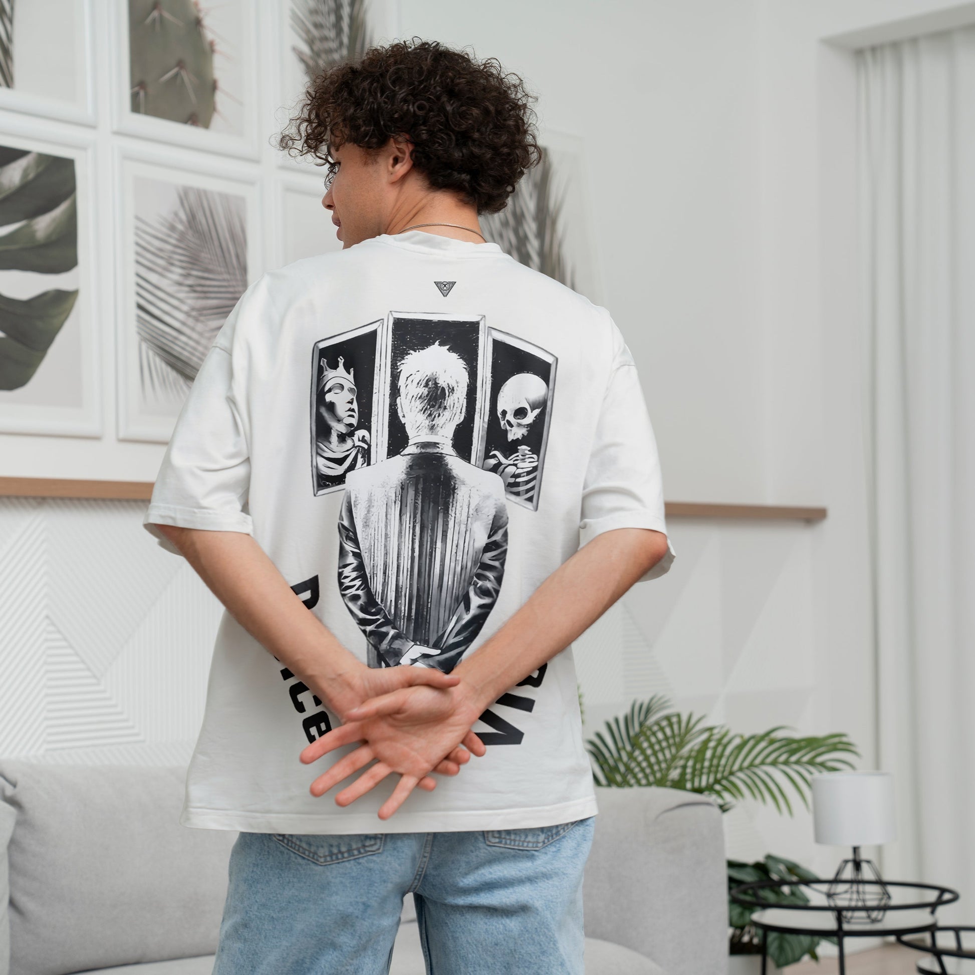 Delca Vio "Dual Perspective" Graphic White T-Shirt
