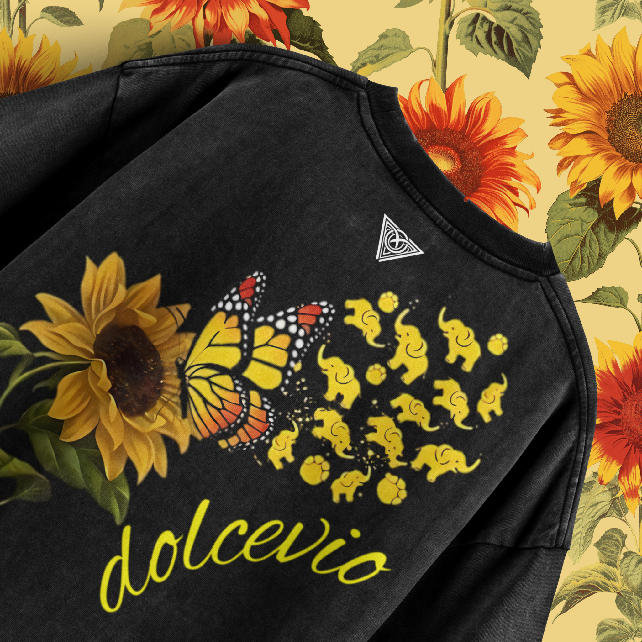 Dolce Vio "Golden Bloom" Acid Wash Graphic T-Shirt