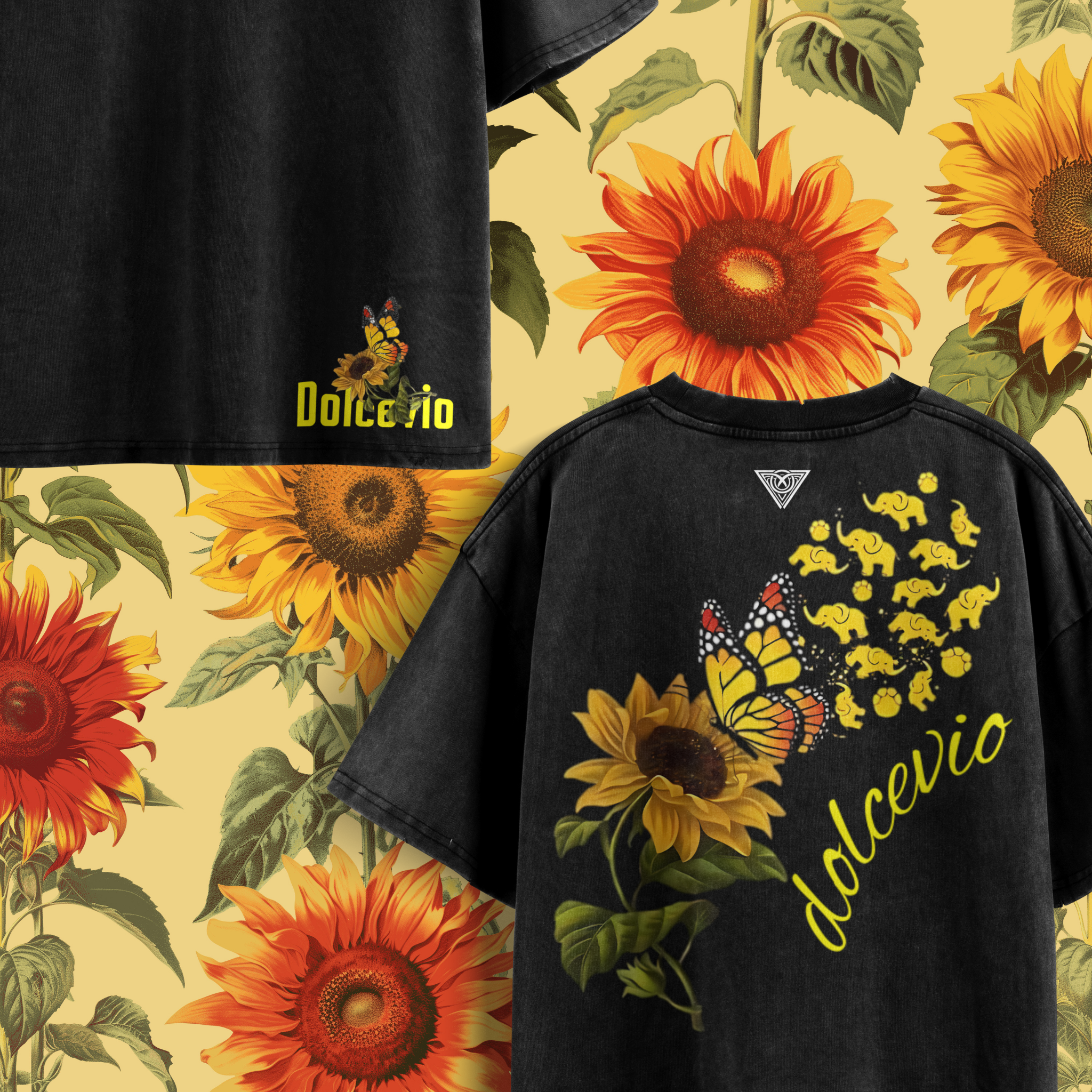Dolce Vio "Golden Bloom" Acid Wash Graphic T-Shirt