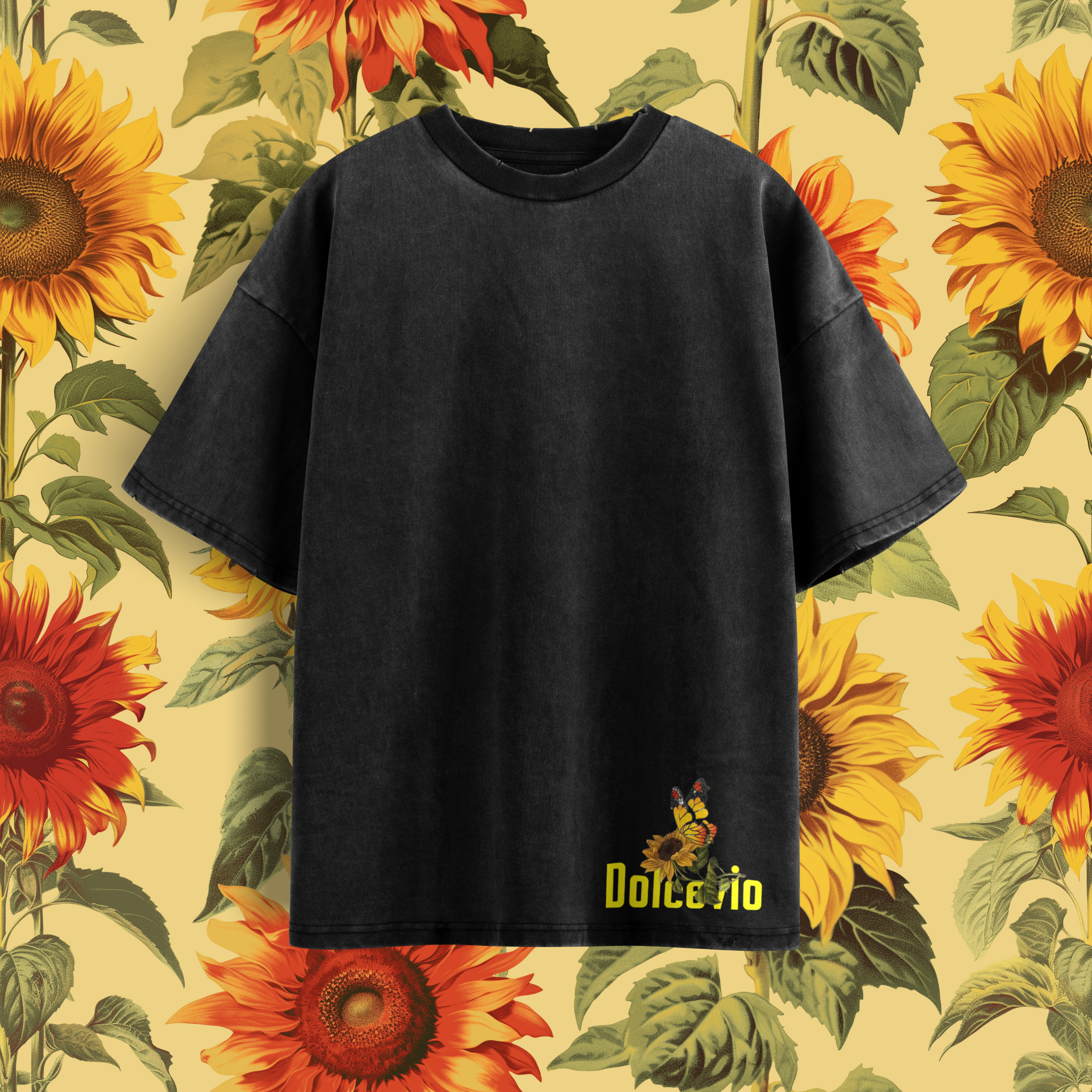 Dolce Vio "Golden Bloom" Acid Wash Graphic T-Shirt
