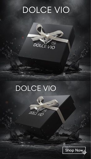 Dolce Vio gift box with a bow on a dark background